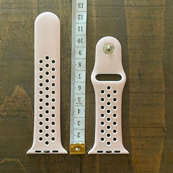 Sport Silicone Band for Apple Watch-Light Pink & White-M/L - Picture 3 of 5